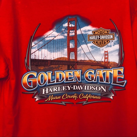 Harley Davidson Red SS T-Shirt w/ Spade n Wings - Picture 6 of 6